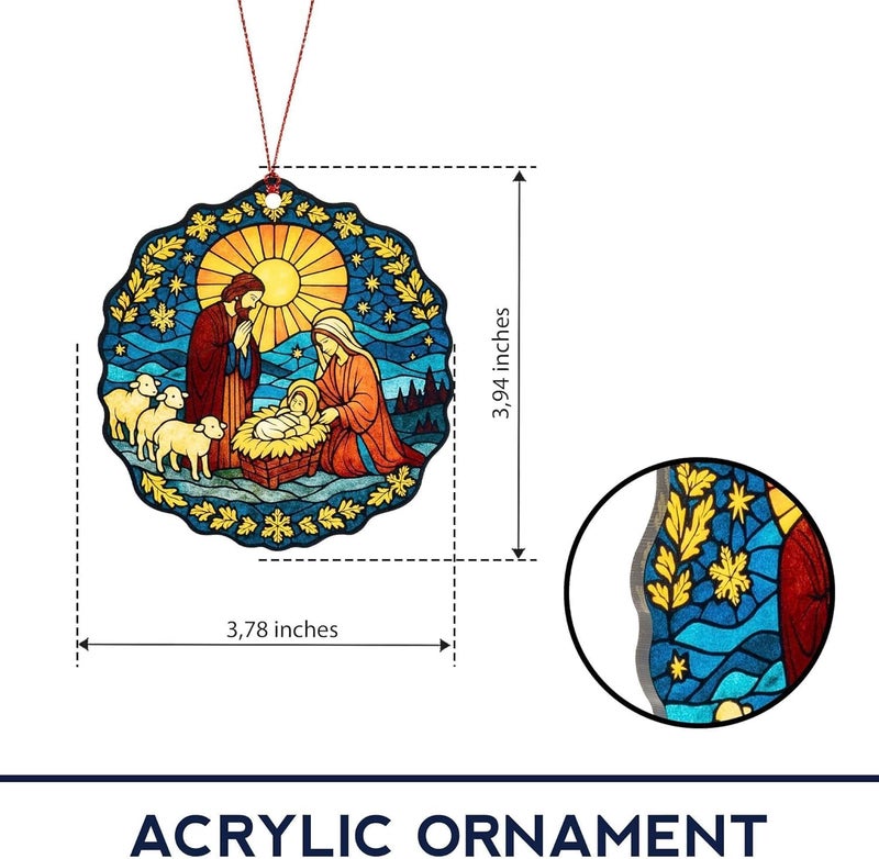 NELXI Nativity Ornaments, Religious Christmas Ornament with Holy Family - Christian Nativity Scene Decorations for Tree, Christmas Ornaments 2025 - Faith-Based Christian Ornament for Home, The Great Gift - Image 3